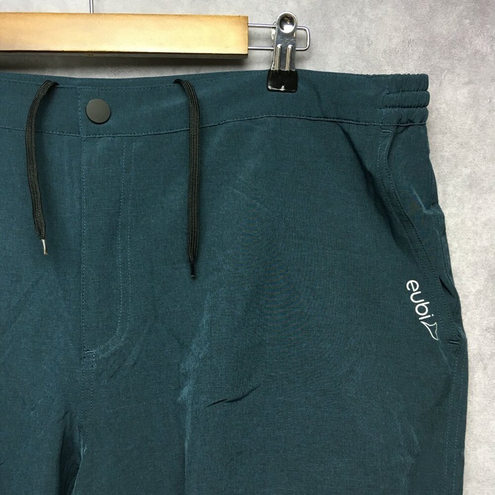 Eubi Mens Shorts size XXL Fitness Active Poly Stretch Pockets Stretch Blue Green